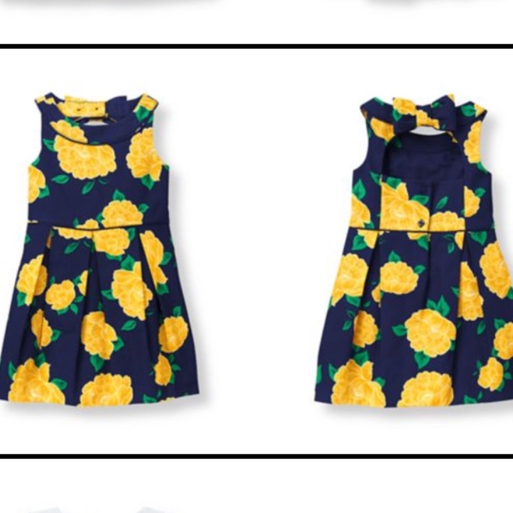 Janie and Jack Hamptons Hideaway Navy and Yellow floral dress, 3-6 months